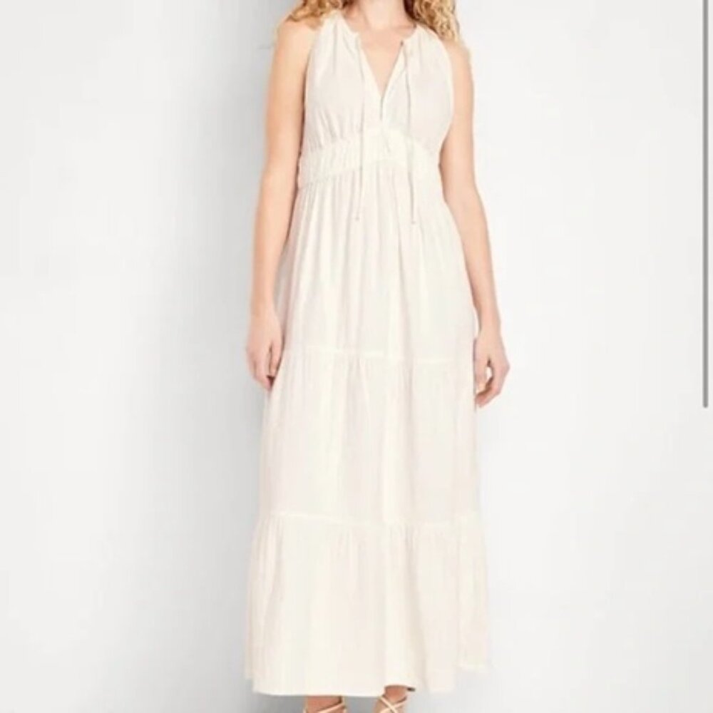 Old Navy Fit & Flare Crinkle Gauze Maxi Dress Size Small